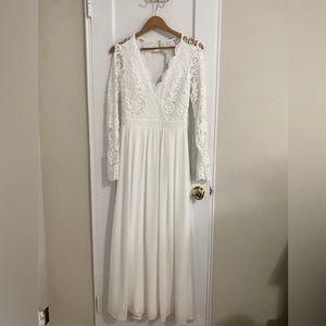 Awaken My Love White Long Sleeve Lace Maxi Dress